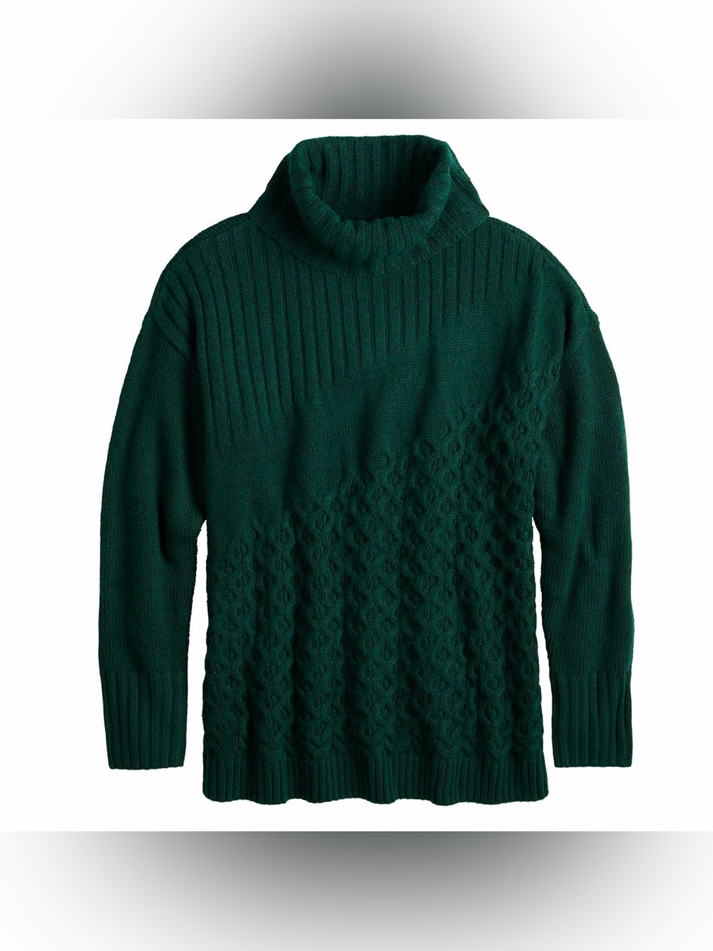 Nine West Dark Green Cable Turtleneck Sweater